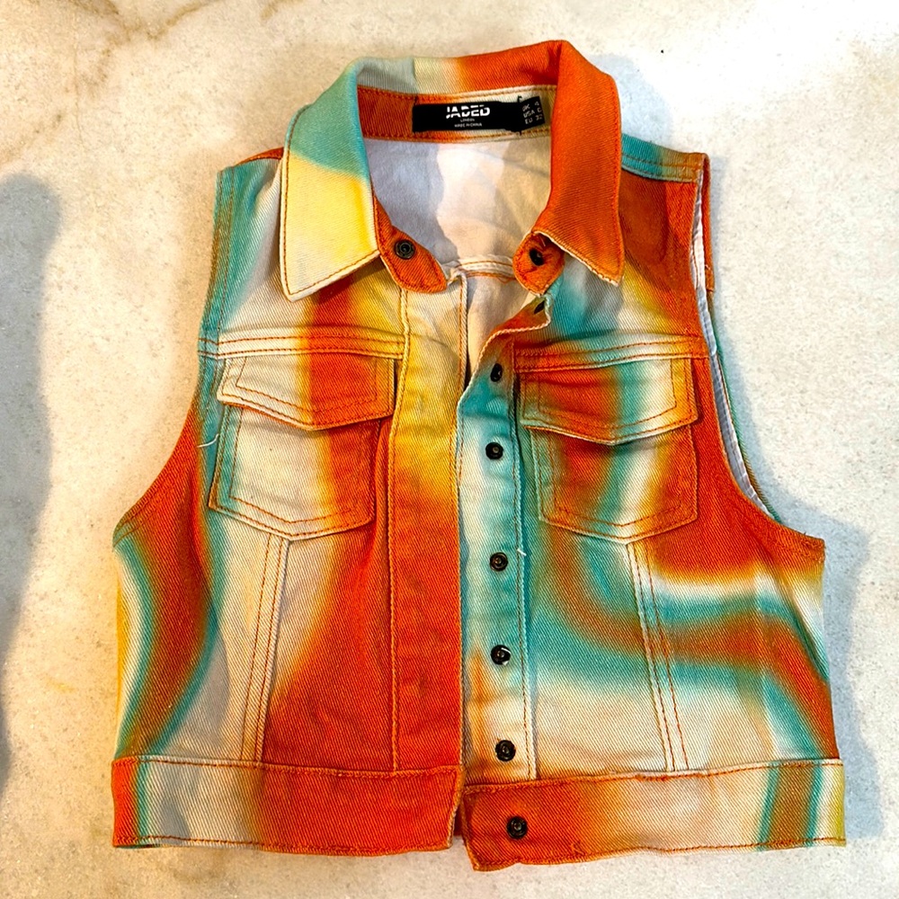 Jaded London size 0 denim tie dye vest!